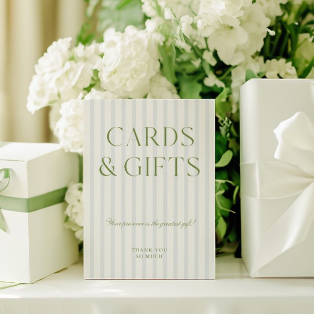 Elegant Sage Grönt-kort och Bröllop-tecken Inbjudningar (Elegant Sage Green Cards & Gifts Wedding Sign)