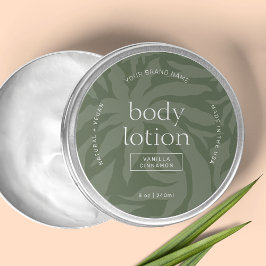 Elegant Sage Grönt Lotion Burk Round-produktetiket Runt Klistermärke