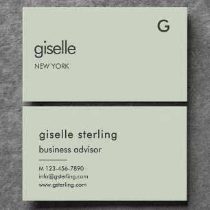 Elegant Sage Grönt Luxury Minimalist Monogram Visitkort