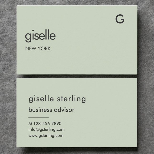 Elegant Sage Grönt Luxury Minimalist Monogram Visitkort (Skapare uppladdad)