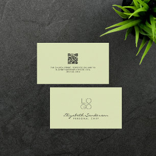 Elegant Sage Grönt Luxury-skript QR CODE Visitkort