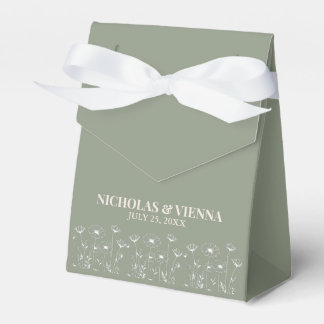 Elegant Sage Grönt Minimalist Boho Blommigt Bröllo Presentaskar