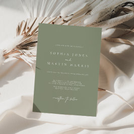 Elegant Sage Grönt minimalistisk bröllopsinbjudan Inbjudningar