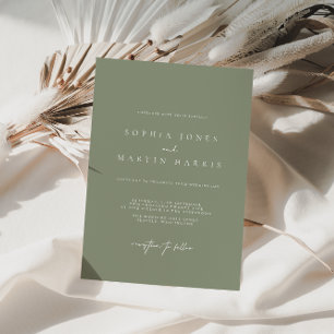 Elegant Sage Grönt minimalistisk bröllopsinbjudan Inbjudningar