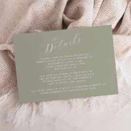 Elegant Sage Grönt Modern Calligraphy Bröllop Tilläggskort