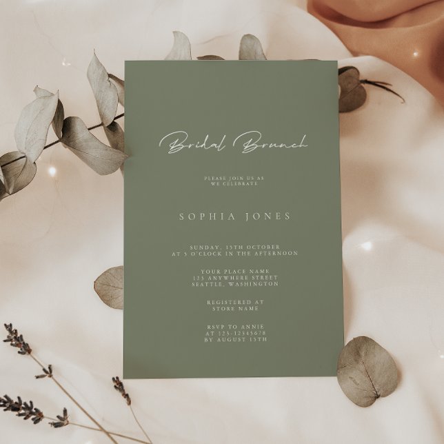 Elegant Sage Grönt  Möhippa Brunch-inbjudan Inbjudningar (Skapare uppladdad)