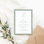 Elegant Sage Grönt Monogram Bröllop Ram Inbjudningar<br><div class="desc">Klassisk och elegant grönt-bröllopsinbjudan till löv monogram.</div>