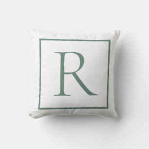 Elegant Sage Grönt Monogram Kudde