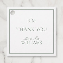 Elegant Sage Grönt Monogram Tack Bröllop Gåvor Etiketter