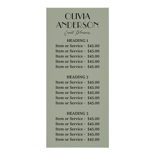 Elegant Sage Grönt Neutralt Boho Modern Unik Reklamkort (Framsidan)