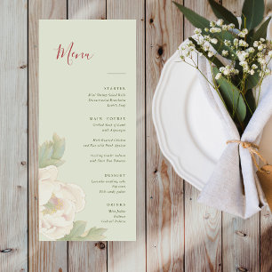 Elegant Sage Grönt och Bröllop-meny för  Blommigt Meny