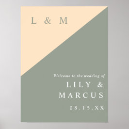 Elegant Sage Grönt och Cream Bröllop Välkomstskylt Poster