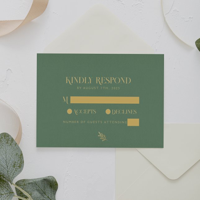 Elegant Sage Grönt och Guld Bröllop OSA Kort (Skapare uppladdad)