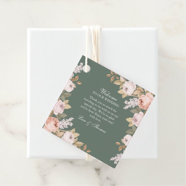 Elegant Sage Grönt Peonies Bröllop Gåvor Etiketter (På plats)