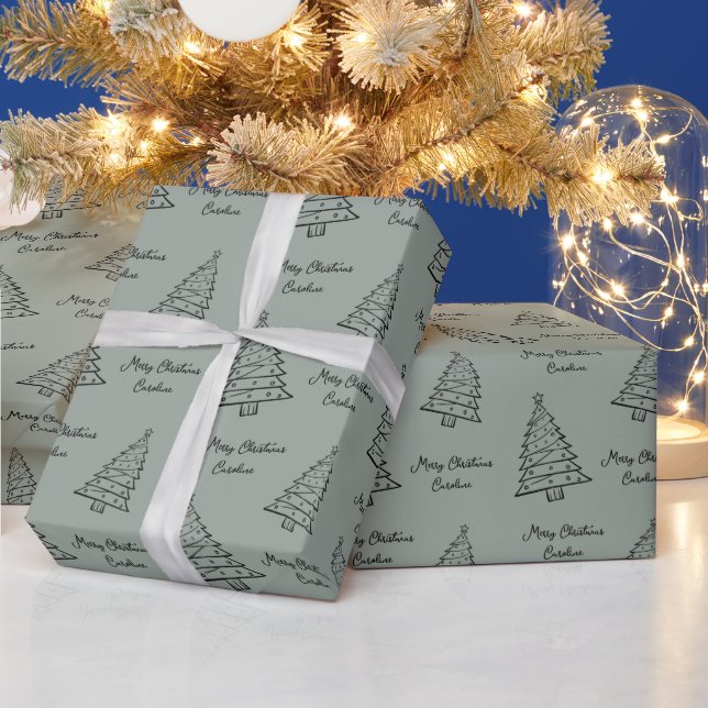 Elegant Sage Grönt Personlig jul Presentpapper (Helgdagar)
