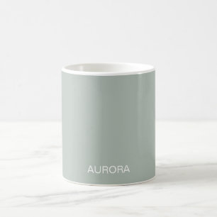 Elegant Sage Grönt Personlig Namn - Kaffemugg