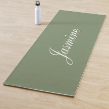 Elegant Sage Grönt Personlig Namn Yoga Mat