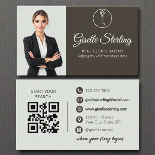 Elegant Sage Grönt Photo Real Gods Agent QR-kod Visitkort