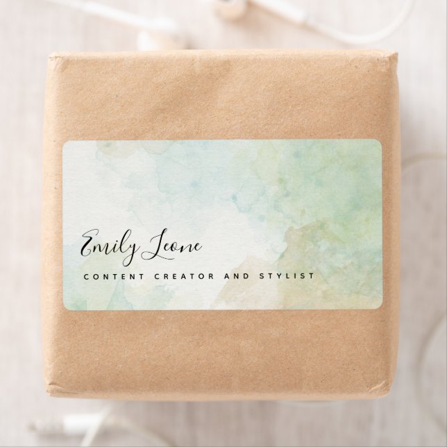 Elegant Sage Grönt Returadress för vattenfärg Fraktsedel (Insitu)