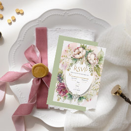 Elegant Sage Grönt Romantic Rustic Bröllop OSA Kort