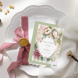 Elegant Sage Grönt Romantic Rustic Save Date Spara Datumet