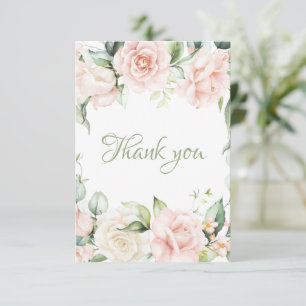 Elegant Sage Grönt  Rosa Blommigt Baby Shower Tack Kort