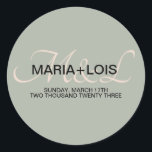 Elegant Sage Grönt Rosa Bröllop Monogrammad Runt Klistermärke<br><div class="desc">Monogrammed-favorittaggar för Bröllop</div>