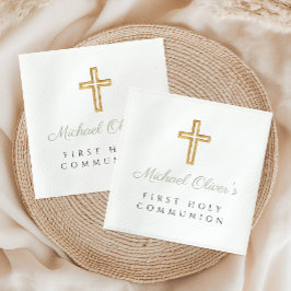 Elegant Sage Grönt Script Kor First Communion Pappersservett
