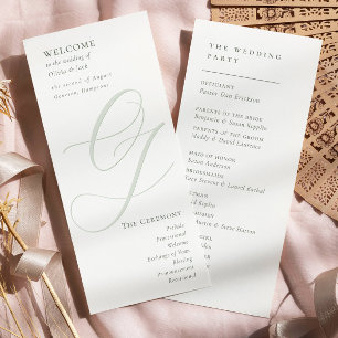 Elegant Sage Grönt Script Modern Bröllopsprogram