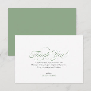 Elegant Sage grönt Script-Tack Tack Kort