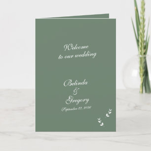 Elegant Sage Grönt serviceorder för Bröllop Program