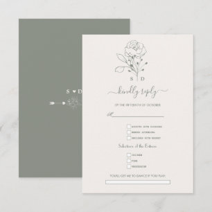 Elegant Sage Grönt Simple Sång Request Bröllop OSA Kort