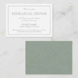 Elegant Sage Grönt Simple Script Rehearsal Dinner Tilläggskort