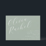 Elegant Sage Grönt  Skript Namn Minimal Bat mitzva Inbjudningar<br><div class="desc">En mjuk Bat mitzvah inbjudan med flytande skript och minimalistisk layout. Eleganten är ännu underskattad,  och kostym är en modern familj som värdesätter traditionen med en ny,  grym känsla. Ett fint sätt att markera en meningsfull milstolpe.</div>
