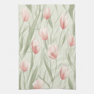 Elegant Sage grönt Tulp Patten Kökshandduk