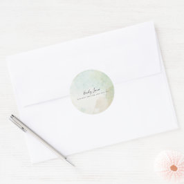 Elegant Sage Grönt Vattenfärg Runt Klistermärke