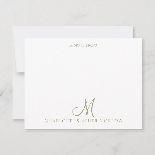 Elegant Sage Grönt Vine Mönster Anteckningskort (Framsida)