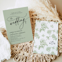Elegant Sage Grönt Vintage Blommigt Bröllop