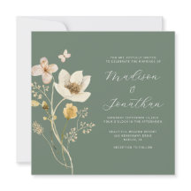 Elegant Sage Grönt Watercolor Wildblomma Bröllop