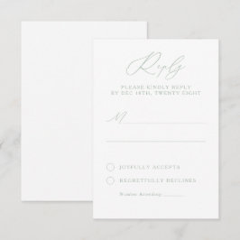 Elegant Sage Grönt & White Calligraphy OSA kort