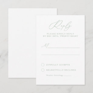 Elegant Sage Grönt & White Calligraphy OSA kort