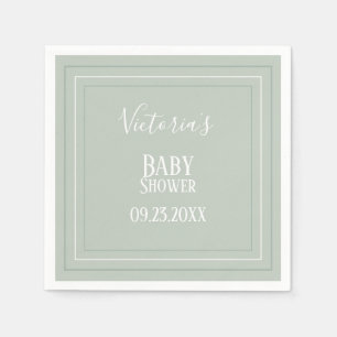 Elegant Sage Grönt White Modern Baby Shower Pappersservett