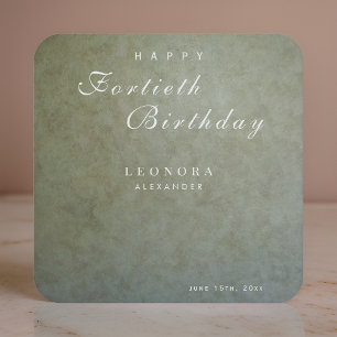 Elegant Sage Guld ANY-Födelsedagsfest Underlägg Papper Kvadrat