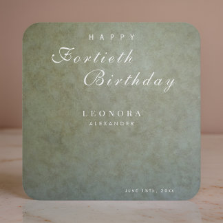 Elegant Sage Guld ANY-Födelsedagsfest Underlägg Papper Kvadrat