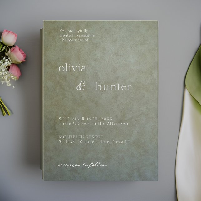 Elegant Sage Guld Bröllop Inbjudningar (Skapare uppladdad)