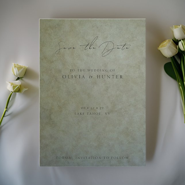 Elegant Sage Guld Bröllop spara datum-kort (Skapare uppladdad)
