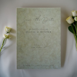 Elegant Sage Guld Bröllop spara datum-kort