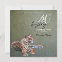 Elegant Sage Guld Tiger Surprise Födelsedagsfest