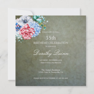 Elegant Sage Guld Watercolor Blommigt Birthday Inbjudningar