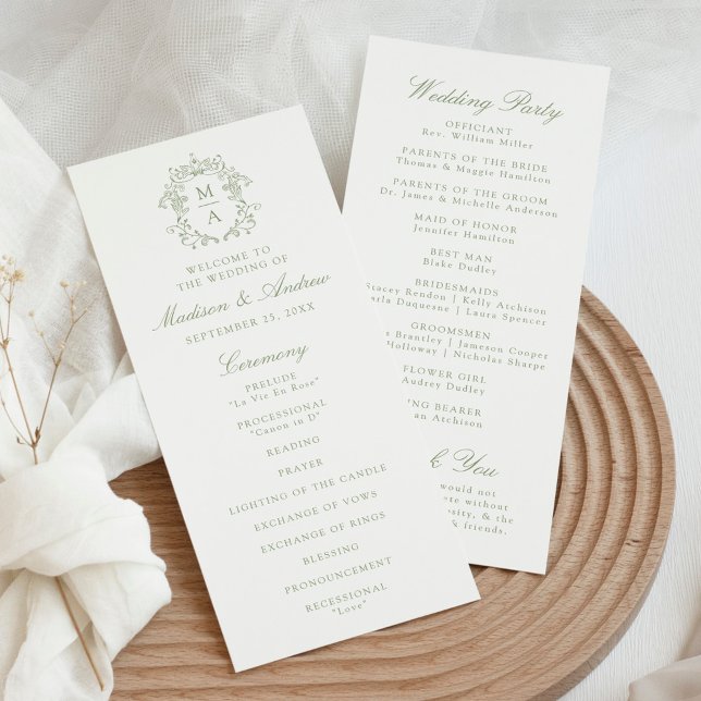 Elegant Sage Kinesisk Stil Kam Weddingprogram (Skapare uppladdad)